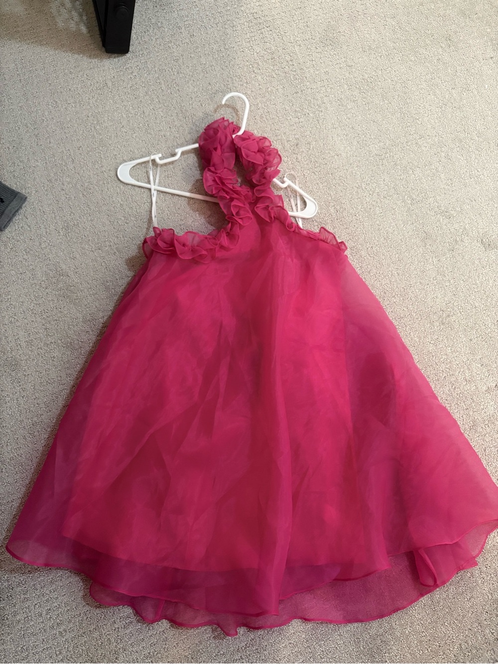 Lulu's Hot Pink Ruffled Halter Mini Dress